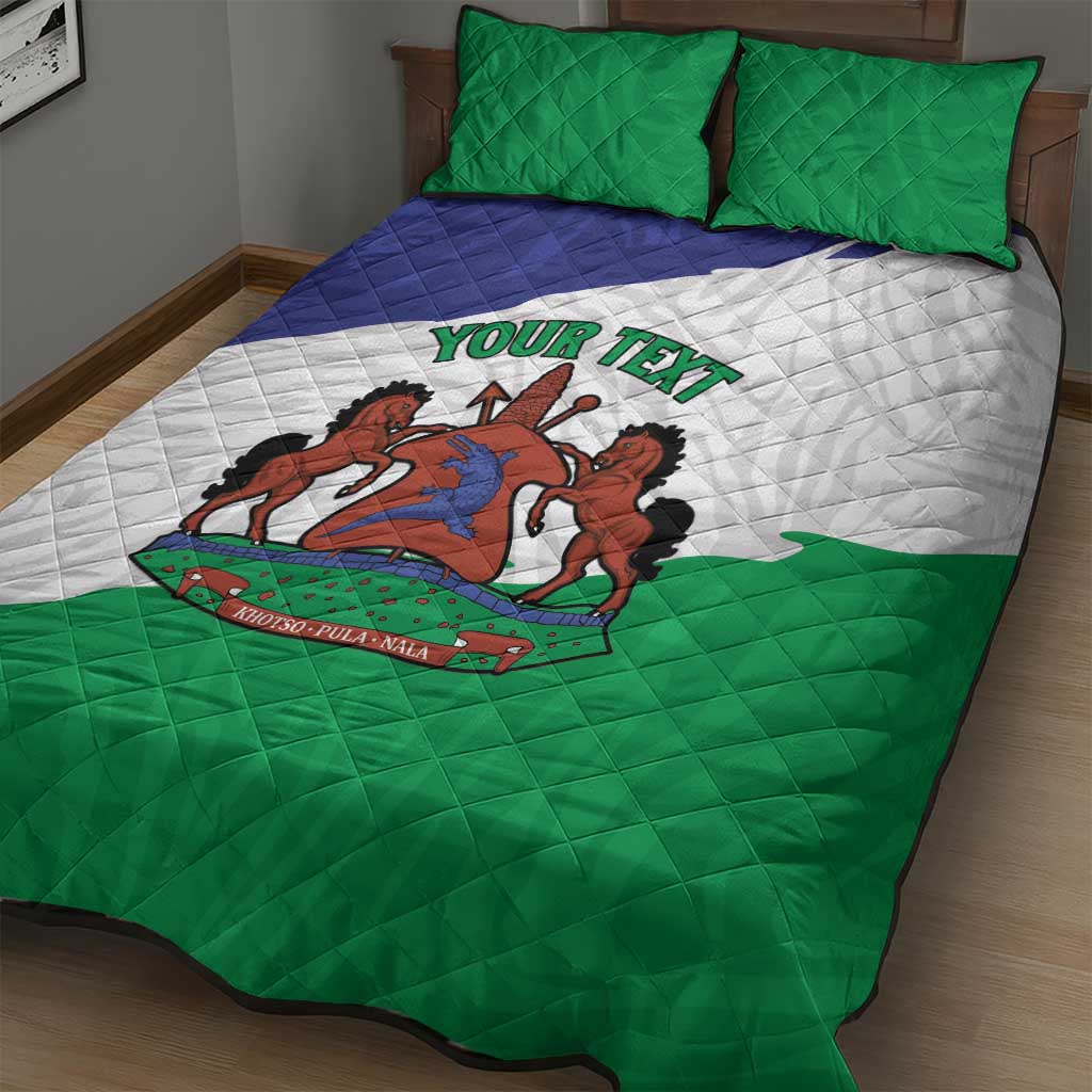 Personalised Afro Lesotho Quilt Bed Set Coat Of Arms With Map - Grunge Style LT15