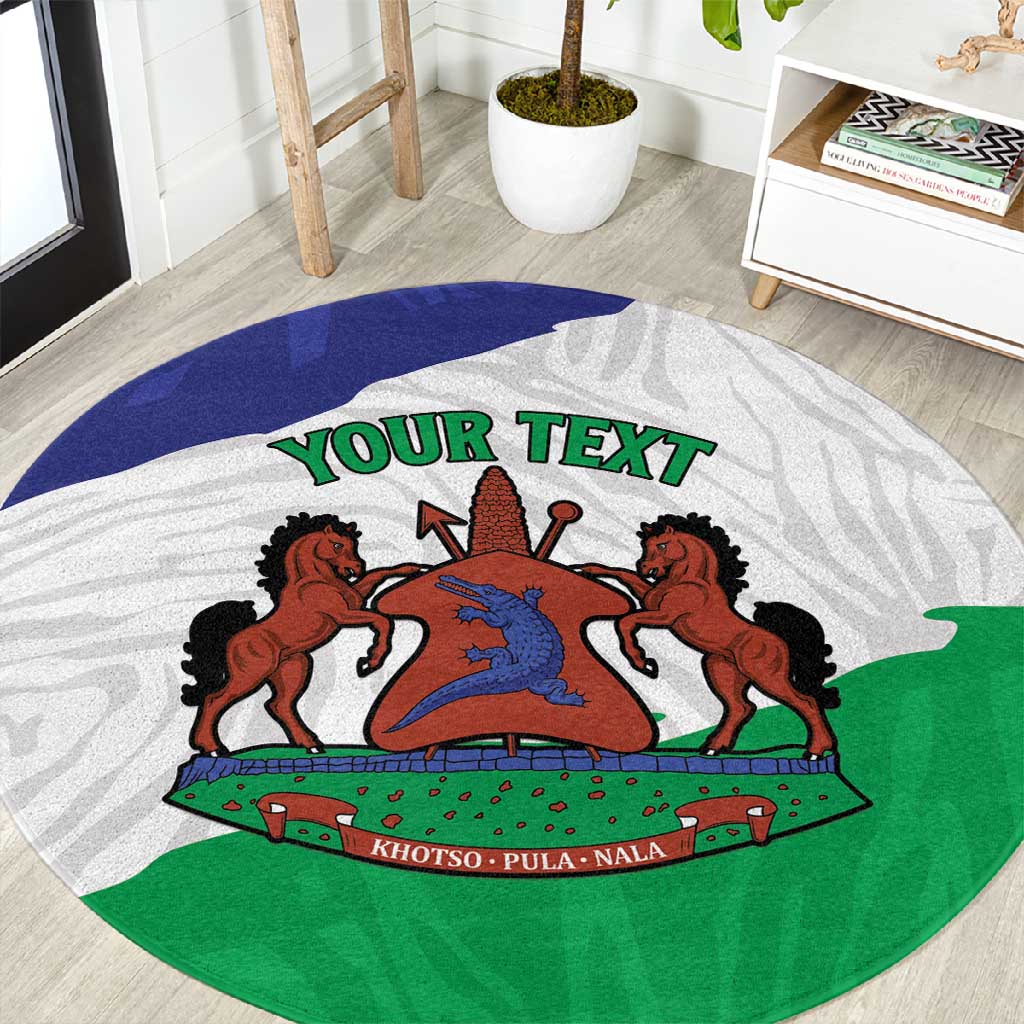 Personalised Afro Lesotho Round Carpet Coat Of Arms With Map - Grunge Style LT15