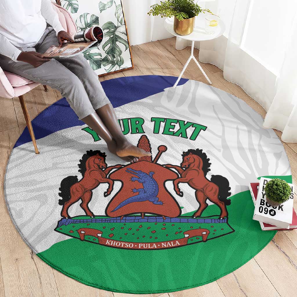 Personalised Afro Lesotho Round Carpet Coat Of Arms With Map - Grunge Style LT15