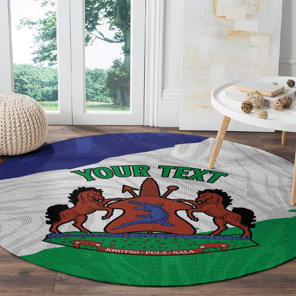 Personalised Afro Lesotho Round Carpet Coat Of Arms With Map - Grunge Style LT15