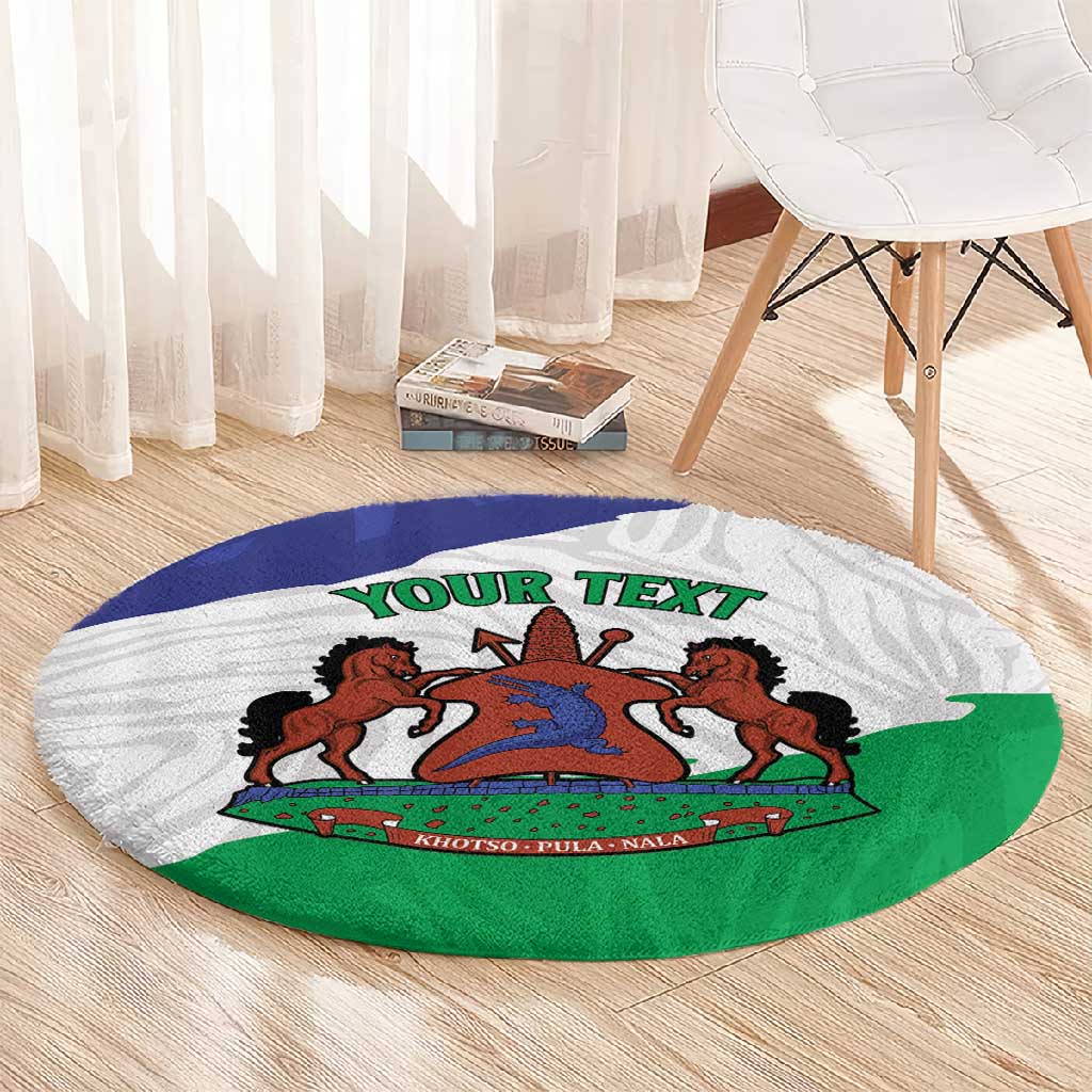 Personalised Afro Lesotho Round Carpet Coat Of Arms With Map - Grunge Style LT15