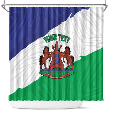 Personalised Lesotho Shower Curtain Coat Of Arms With Map LT15