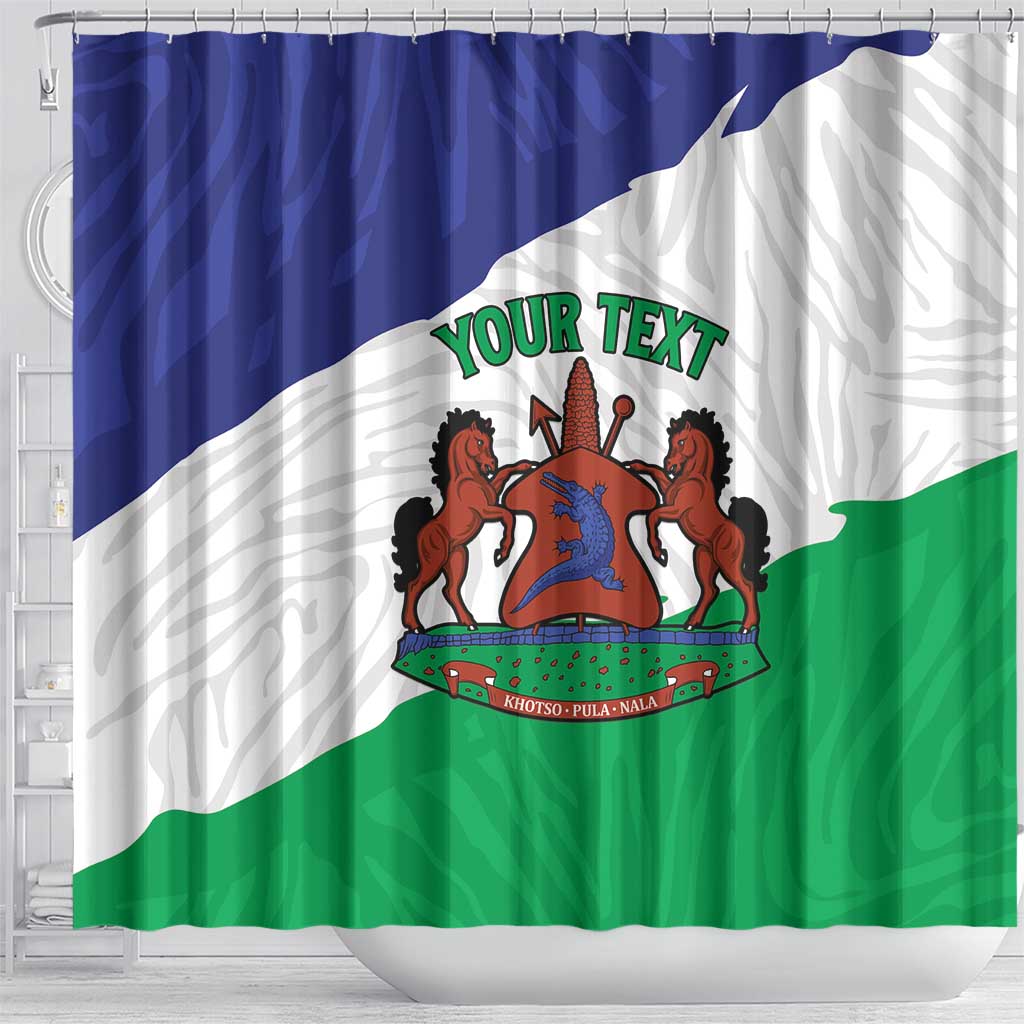Personalised Lesotho Shower Curtain Coat Of Arms With Map LT15