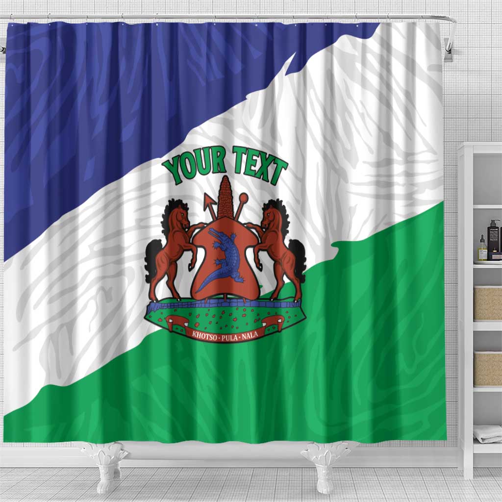 Personalised Lesotho Shower Curtain Coat Of Arms With Map LT15
