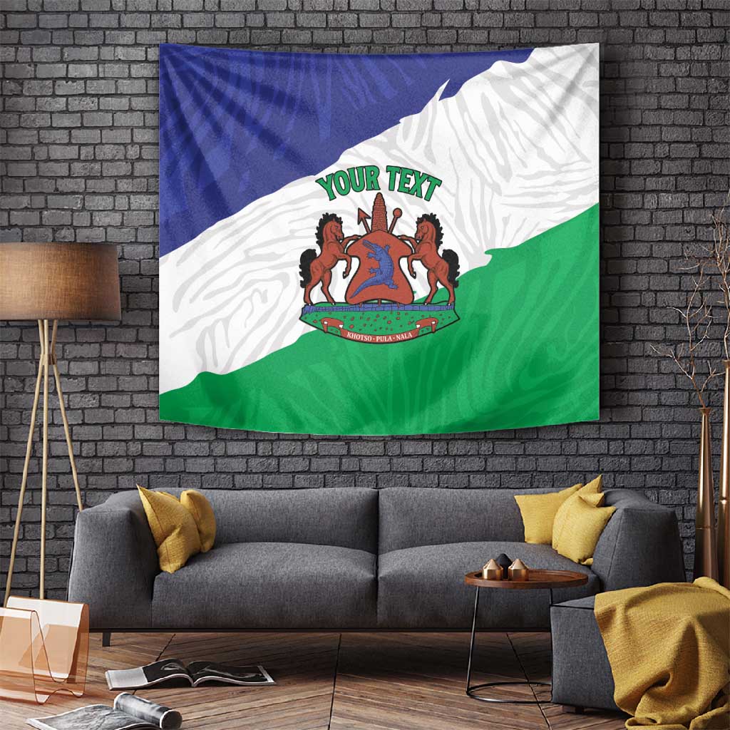 Personalised Afro Lesotho Tapestry Coat Of Arms With Map - Grunge Style LT15