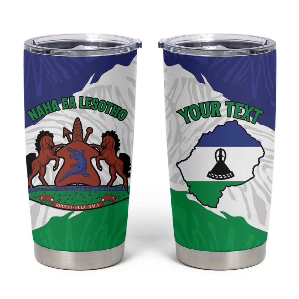 Personalised Afro Lesotho Tumbler Cup Coat Of Arms With Map - Grunge Style LT15