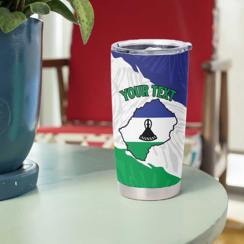 Personalised Afro Lesotho Tumbler Cup Coat Of Arms With Map - Grunge Style LT15