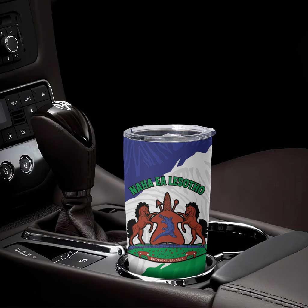 Personalised Afro Lesotho Tumbler Cup Coat Of Arms With Map - Grunge Style LT15