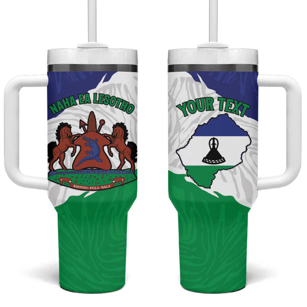 Personalised Afro Lesotho Tumbler With Handle Coat Of Arms With Map - Grunge Style LT15