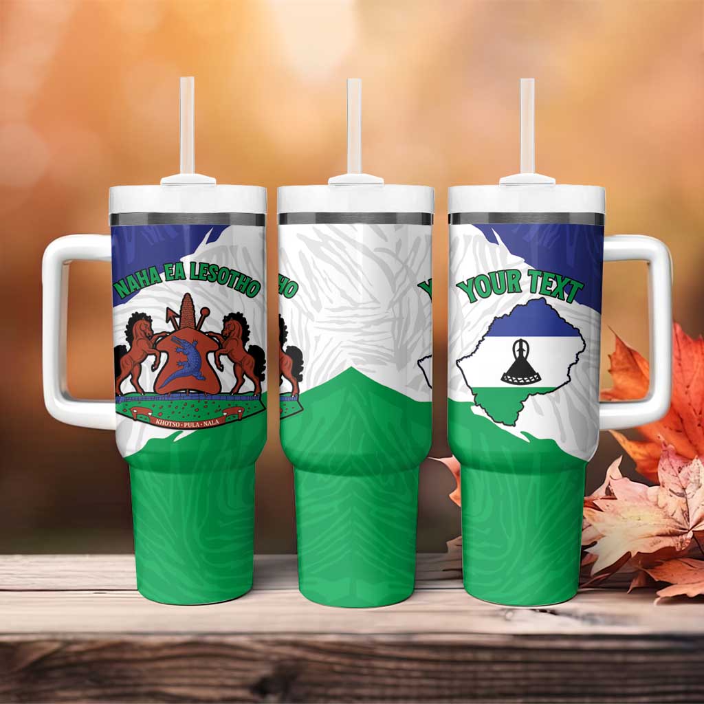 Personalised Afro Lesotho Tumbler With Handle Coat Of Arms With Map - Grunge Style LT15