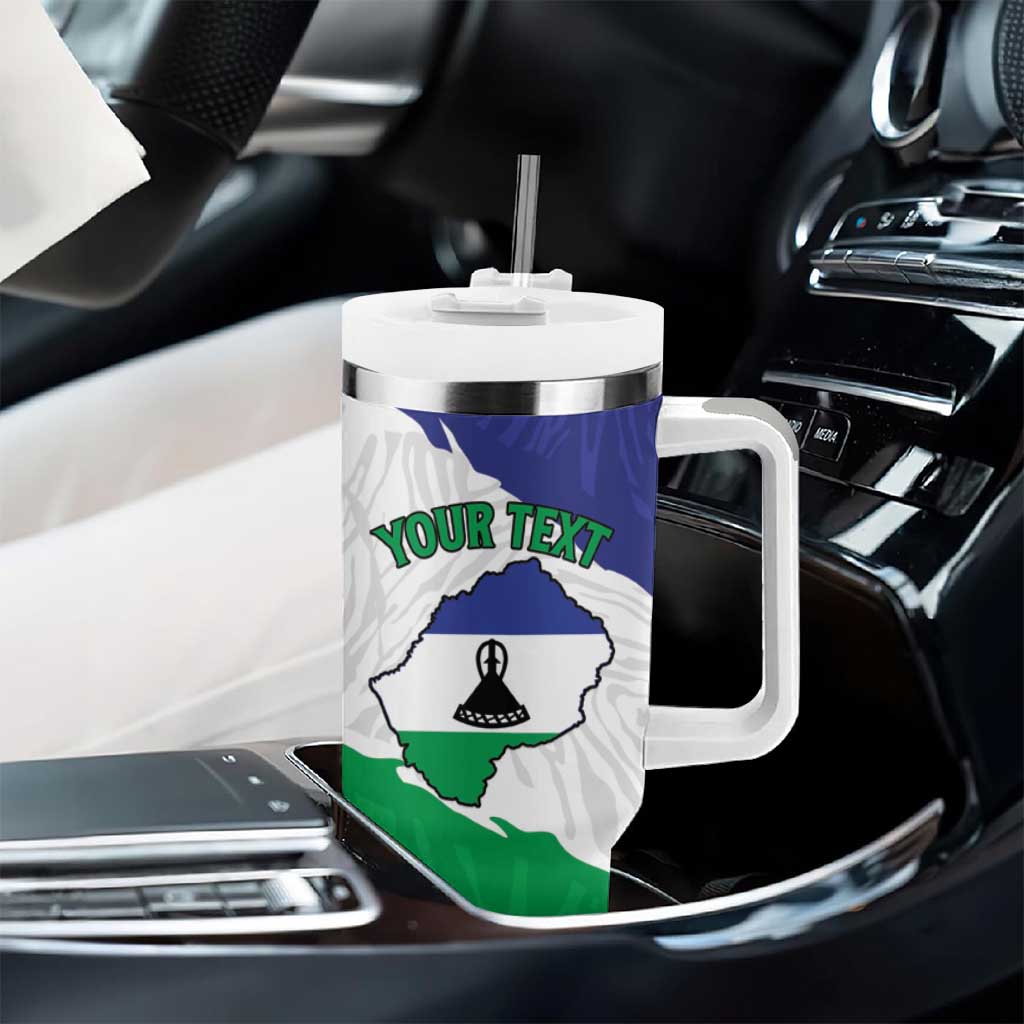 Personalised Afro Lesotho Tumbler With Handle Coat Of Arms With Map - Grunge Style LT15