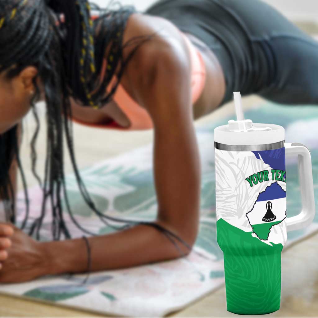 Personalised Afro Lesotho Tumbler With Handle Coat Of Arms With Map - Grunge Style LT15