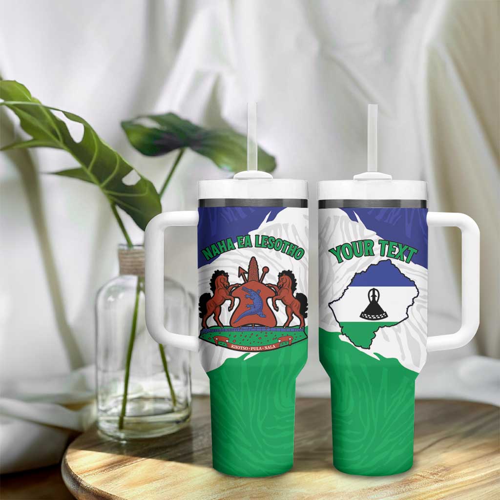Personalised Afro Lesotho Tumbler With Handle Coat Of Arms With Map - Grunge Style LT15