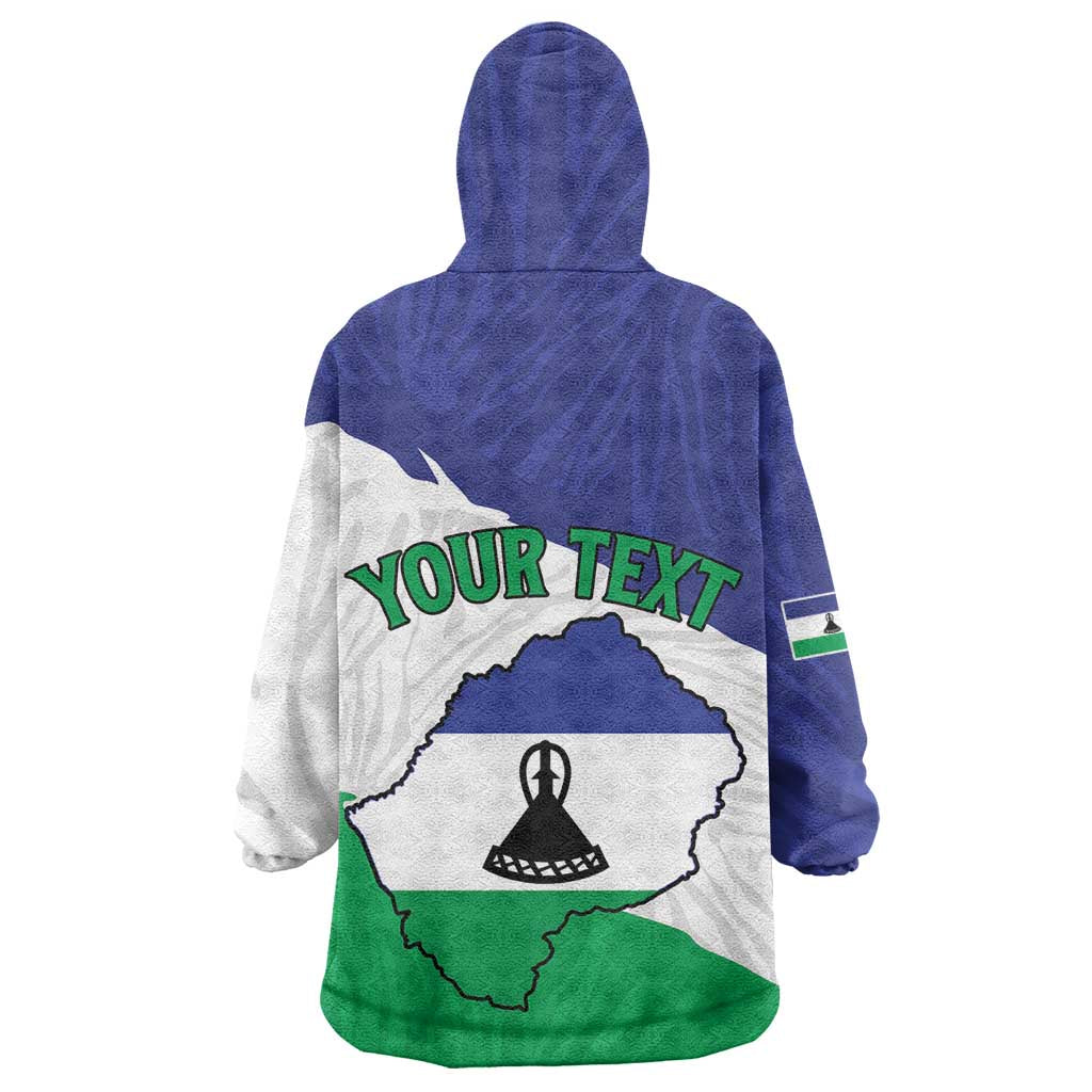 Personalised Afro Lesotho Wearable Blanket Hoodie Coat Of Arms With Map - Grunge Style LT15