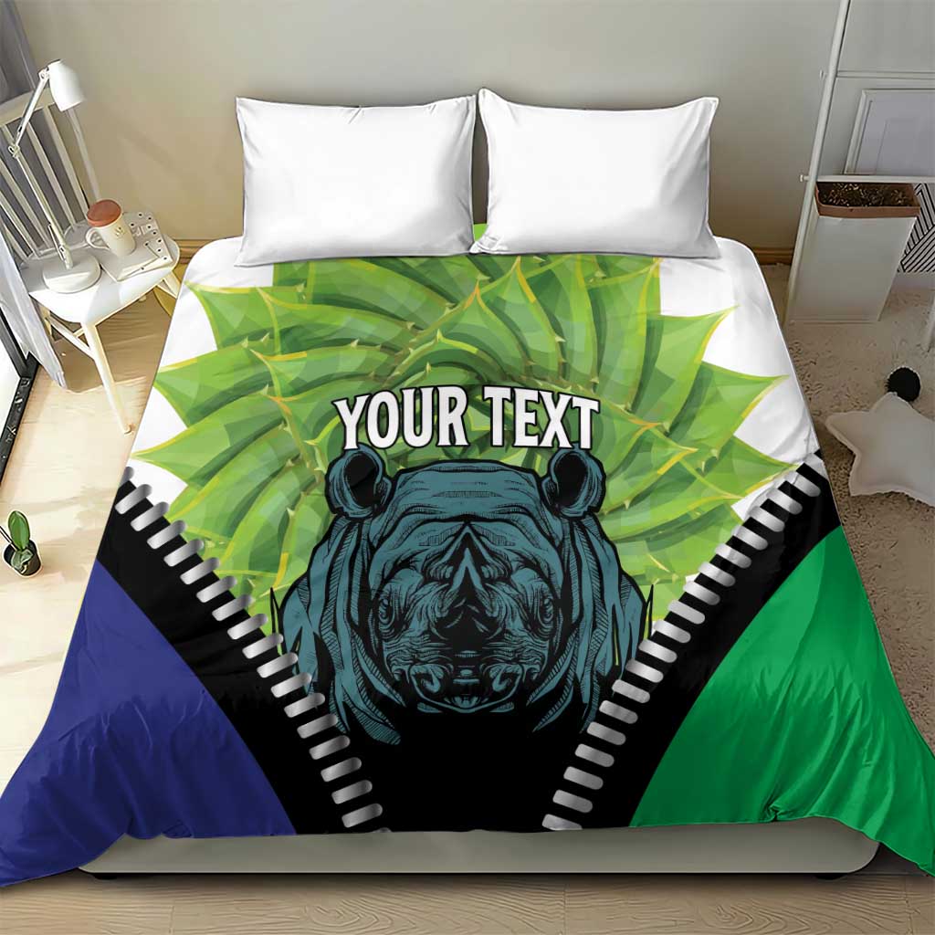 Personalised Afro Lesotho Bedding Set Black Rhinoceros Aloe Polyphylla LT15