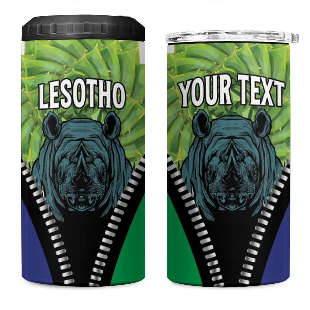 Personalised Afro Lesotho 4 in 1 Can Cooler Tumbler Black Rhinoceros Aloe Polyphylla LT15