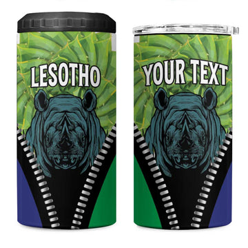 Personalised Afro Lesotho 4 in 1 Can Cooler Tumbler Black Rhinoceros Aloe Polyphylla LT15