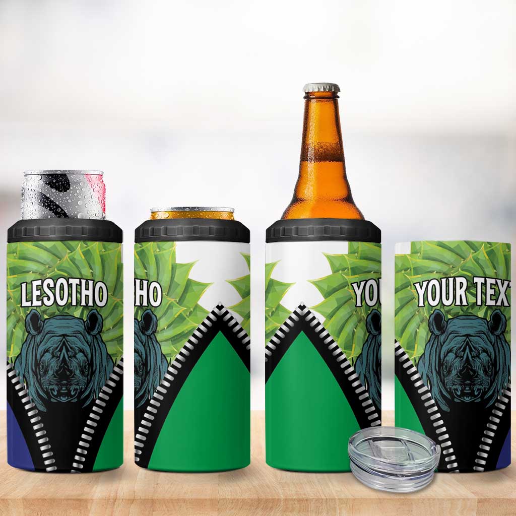 Personalised Afro Lesotho 4 in 1 Can Cooler Tumbler Black Rhinoceros Aloe Polyphylla LT15