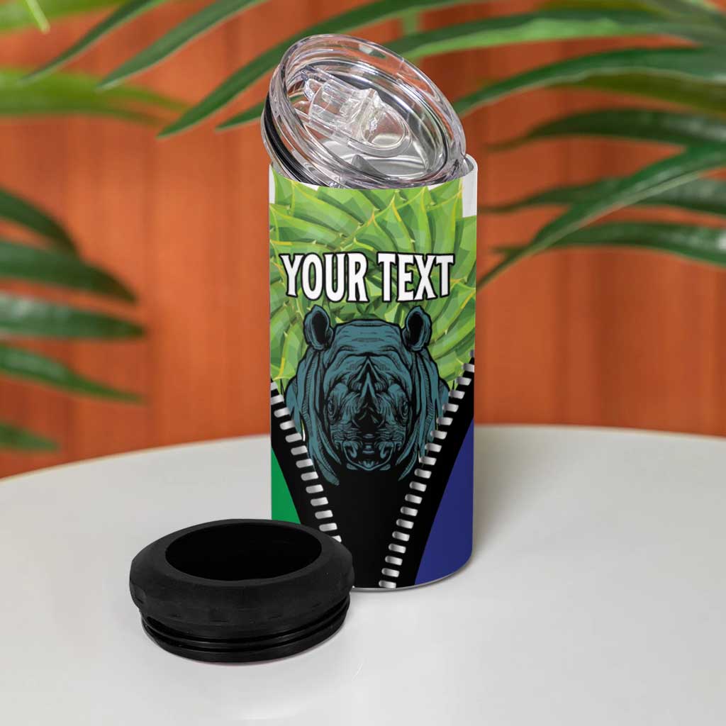 Personalised Afro Lesotho 4 in 1 Can Cooler Tumbler Black Rhinoceros Aloe Polyphylla LT15