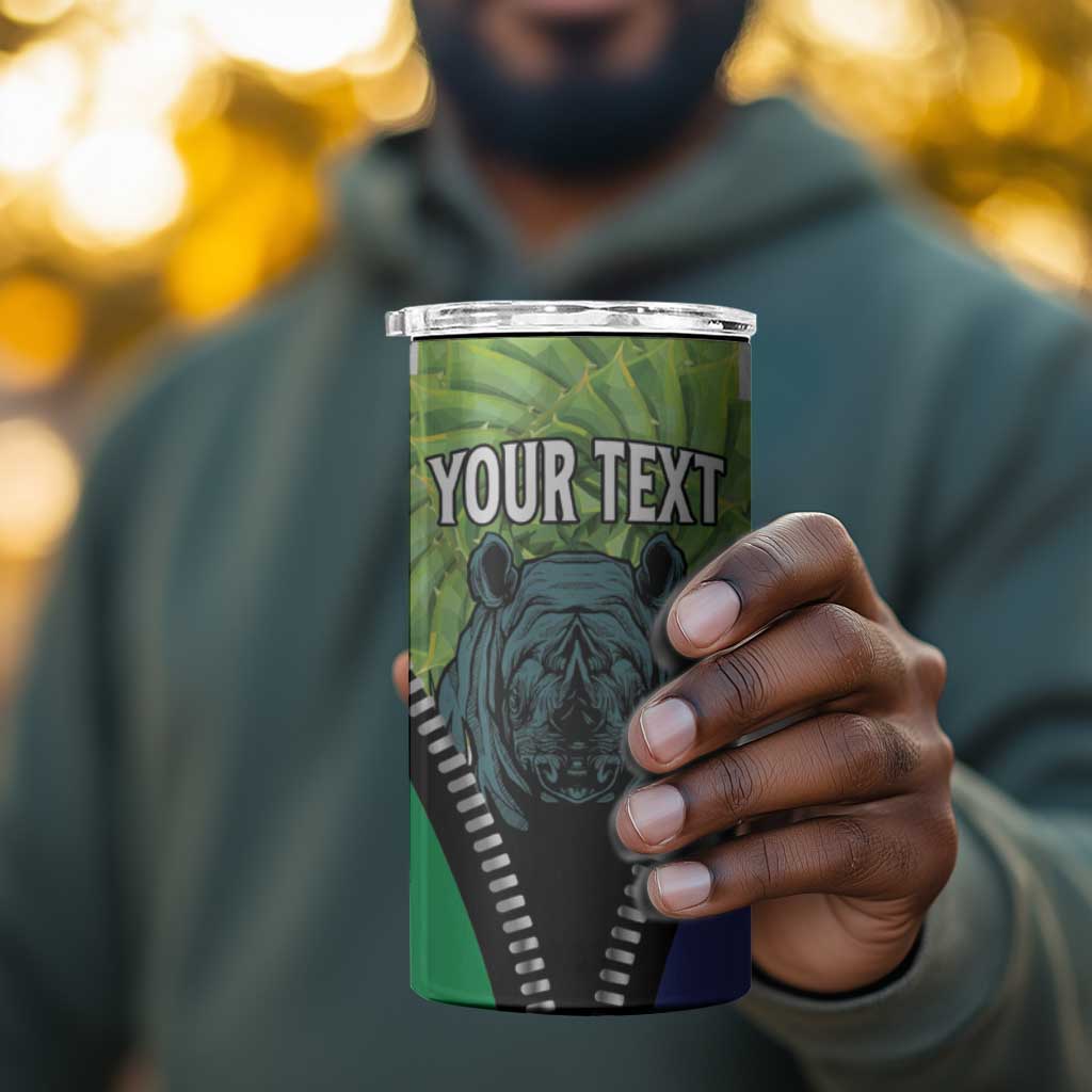Personalised Afro Lesotho 4 in 1 Can Cooler Tumbler Black Rhinoceros Aloe Polyphylla LT15