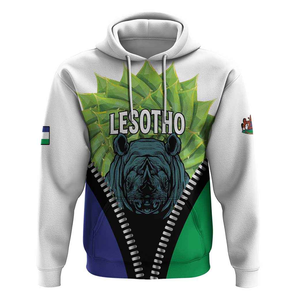 Personalised Lesotho Black Rhinoceros Hoodie With Aloe Polyphylla LT15