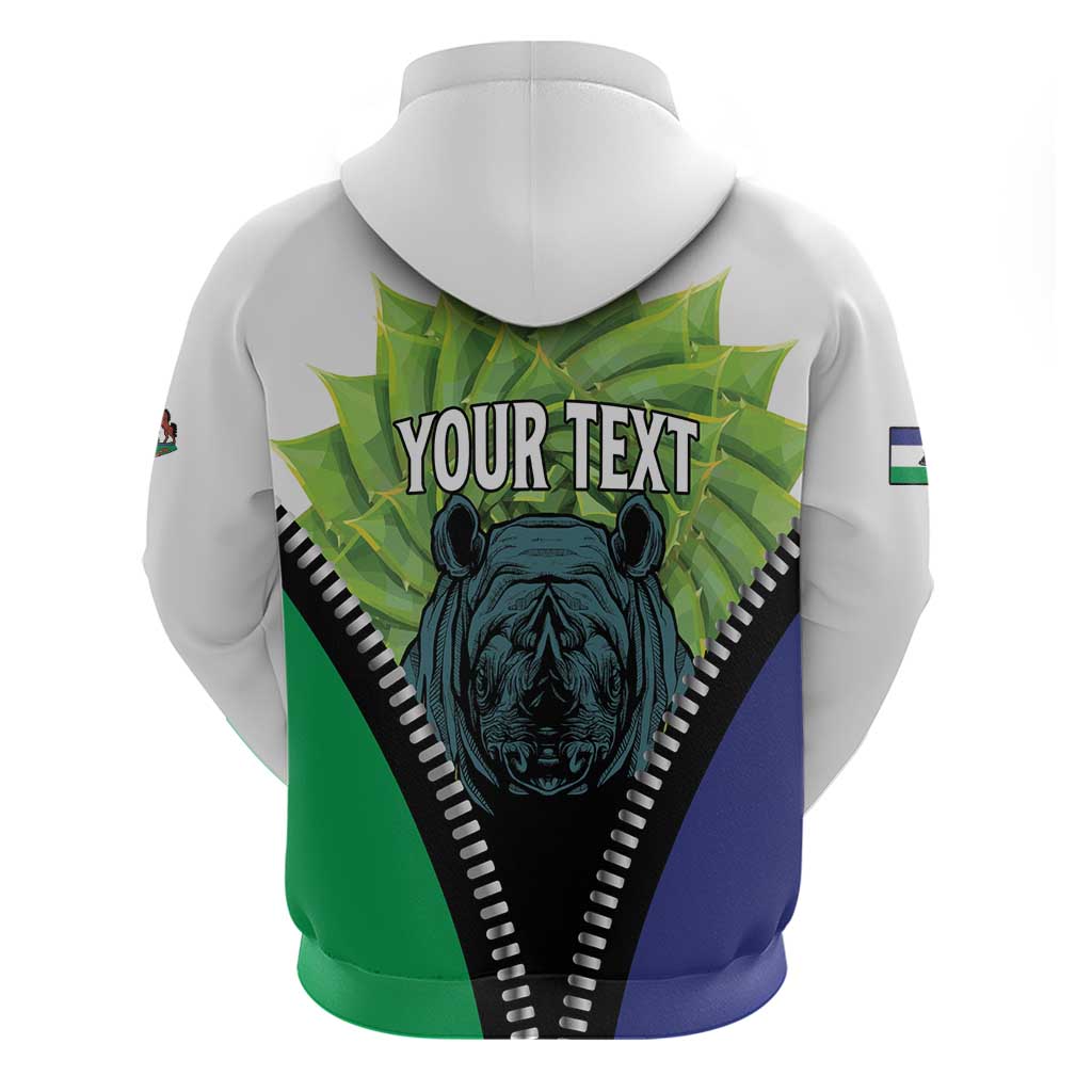 Personalised Lesotho Black Rhinoceros Hoodie With Aloe Polyphylla LT15