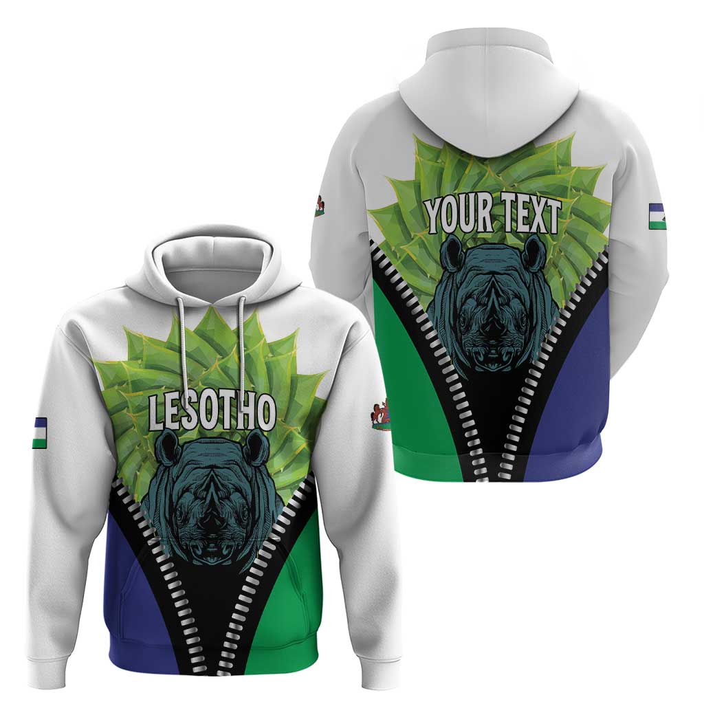 Personalised Lesotho Black Rhinoceros Hoodie With Aloe Polyphylla LT15