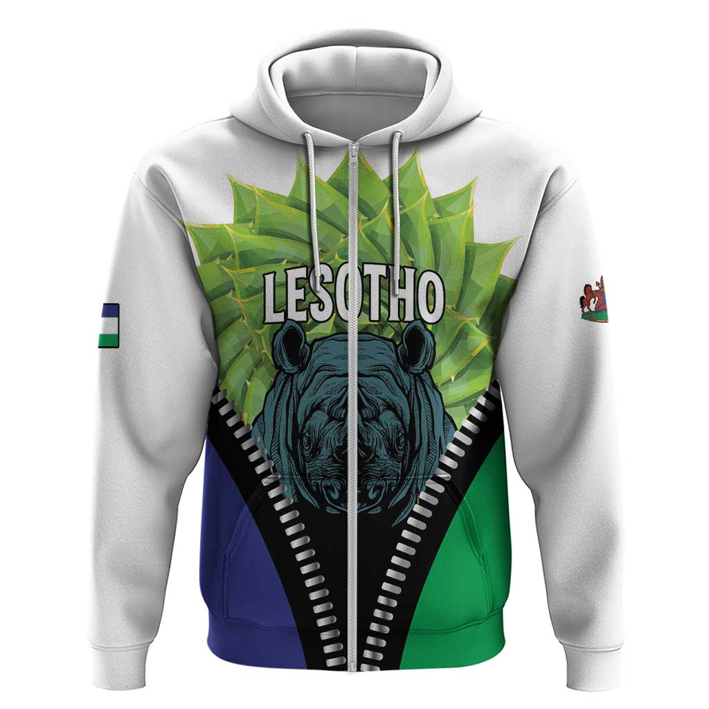 Personalised Lesotho Black Rhinoceros Hoodie With Aloe Polyphylla LT15