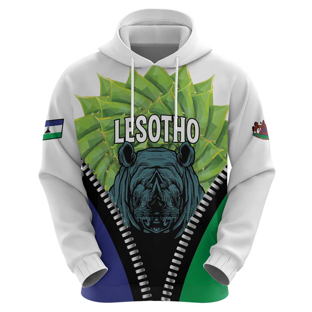 Personalised Lesotho Black Rhinoceros Hoodie With Aloe Polyphylla LT15