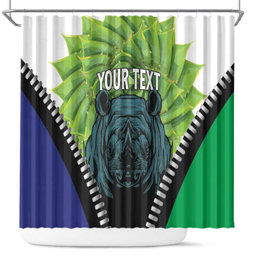 Personalised Lesotho Black Rhinoceros Shower Curtain With Aloe Polyphylla LT15