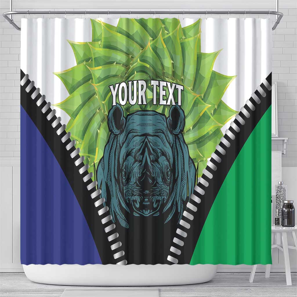 Personalised Lesotho Black Rhinoceros Shower Curtain With Aloe Polyphylla LT15