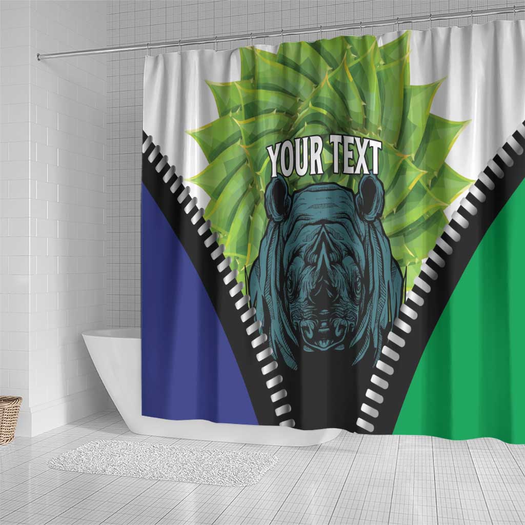Personalised Lesotho Black Rhinoceros Shower Curtain With Aloe Polyphylla LT15
