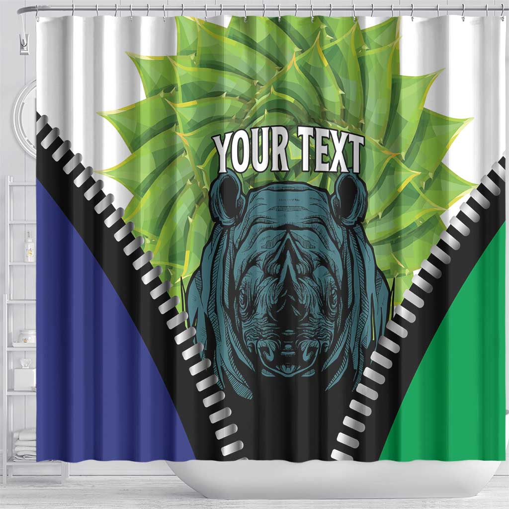 Personalised Lesotho Black Rhinoceros Shower Curtain With Aloe Polyphylla LT15