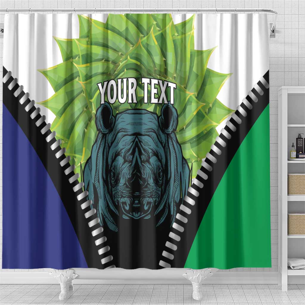Personalised Lesotho Black Rhinoceros Shower Curtain With Aloe Polyphylla LT15