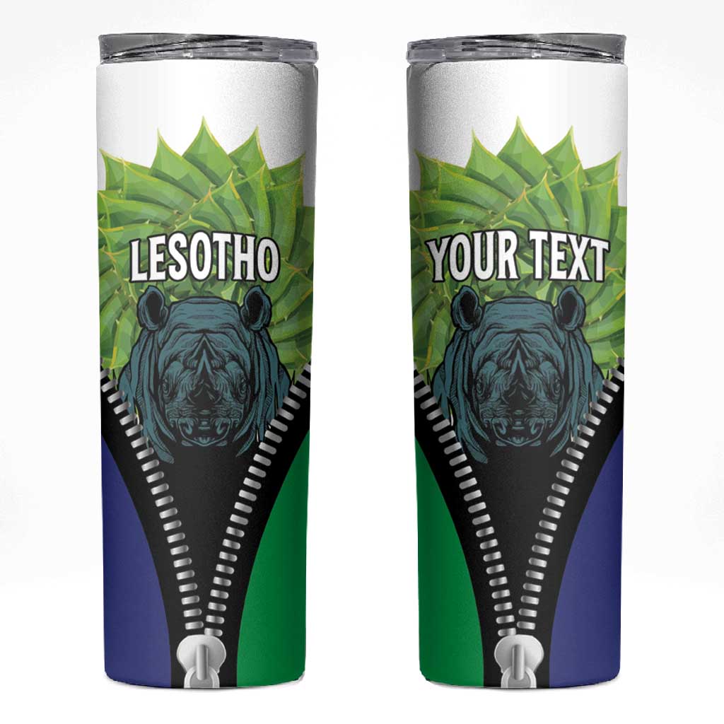 Personalised Afro Lesotho Skinny Tumbler Black Rhinoceros Aloe Polyphylla LT15