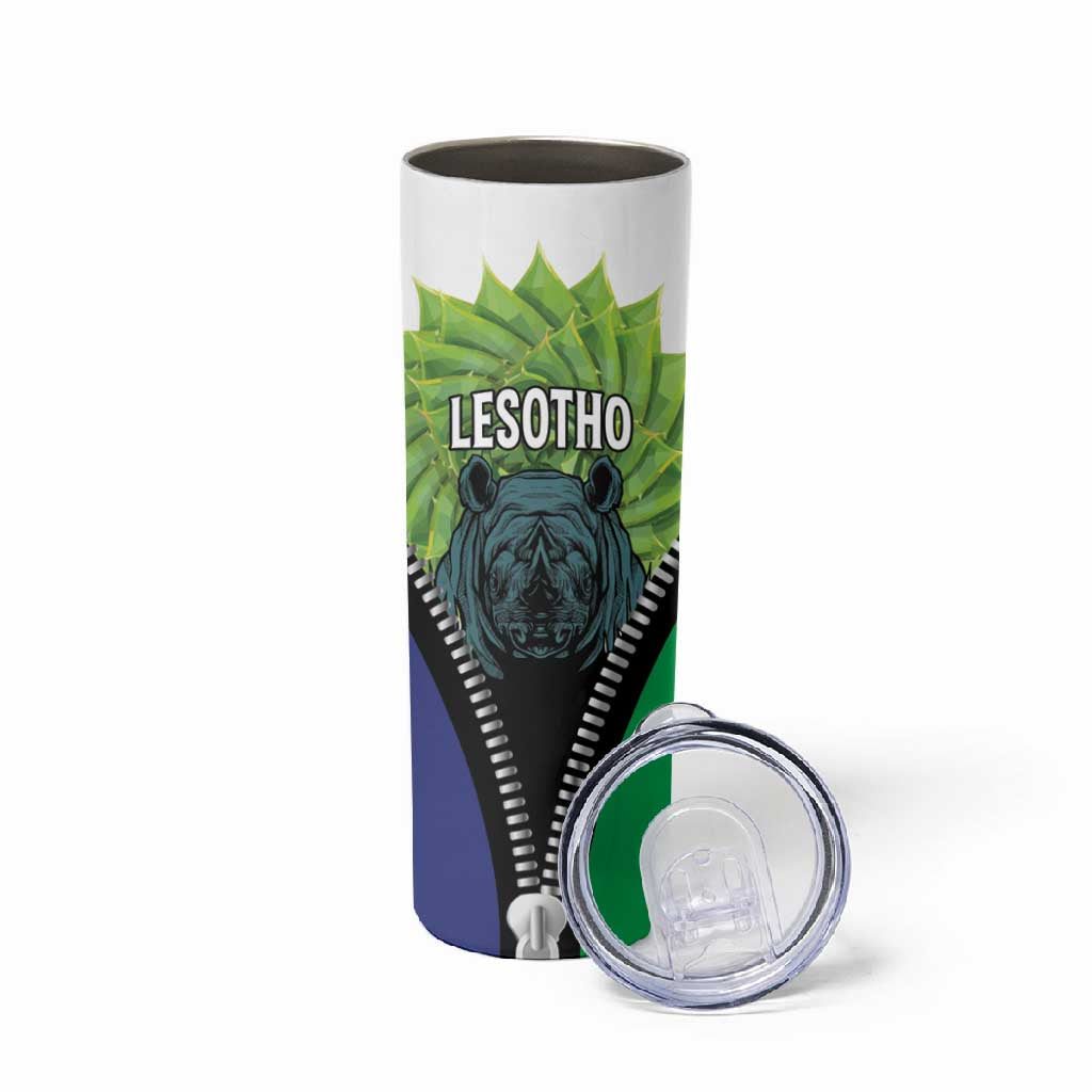 Personalised Afro Lesotho Skinny Tumbler Black Rhinoceros Aloe Polyphylla LT15