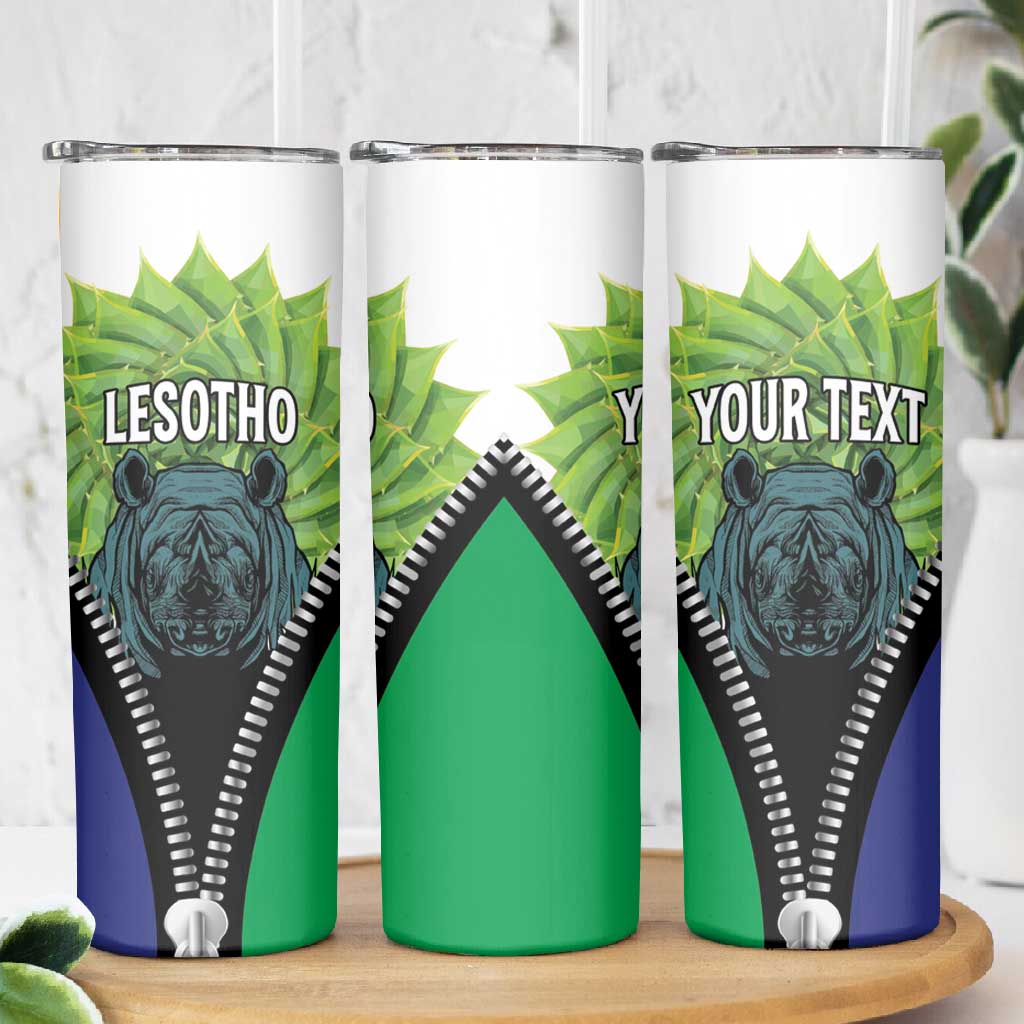 Personalised Afro Lesotho Skinny Tumbler Black Rhinoceros Aloe Polyphylla LT15