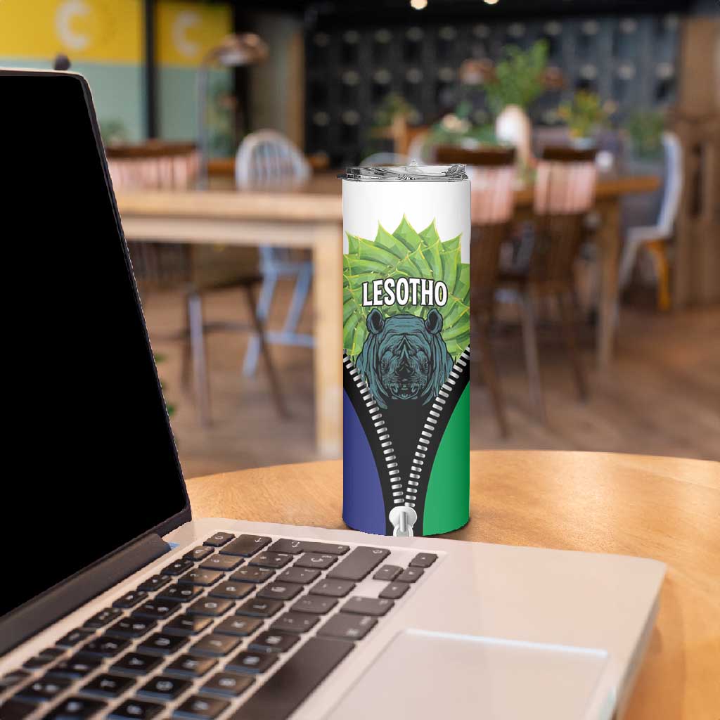 Personalised Afro Lesotho Skinny Tumbler Black Rhinoceros Aloe Polyphylla LT15