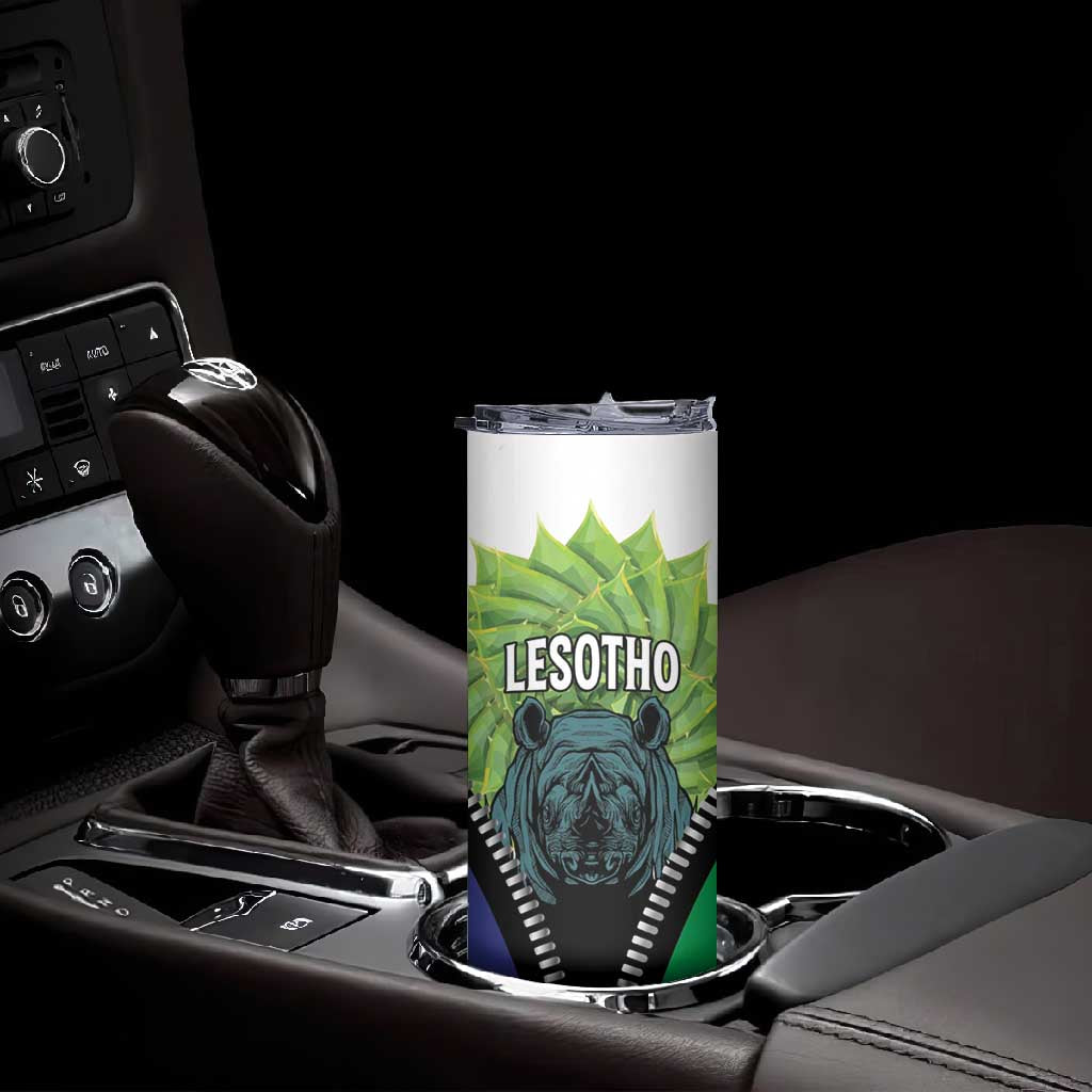 Personalised Afro Lesotho Skinny Tumbler Black Rhinoceros Aloe Polyphylla LT15
