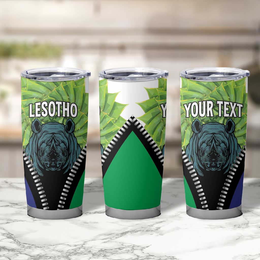 Personalised Afro Lesotho Tumbler Cup Black Rhinoceros Aloe Polyphylla LT15