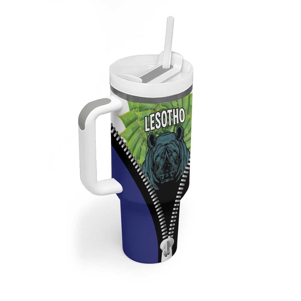 Personalised Afro Lesotho Tumbler With Handle Black Rhinoceros Aloe Polyphylla LT15