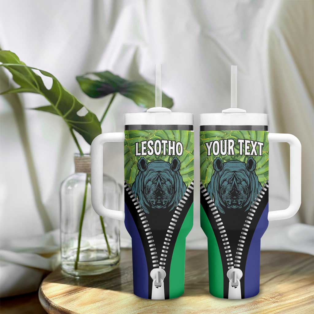 Personalised Afro Lesotho Tumbler With Handle Black Rhinoceros Aloe Polyphylla LT15