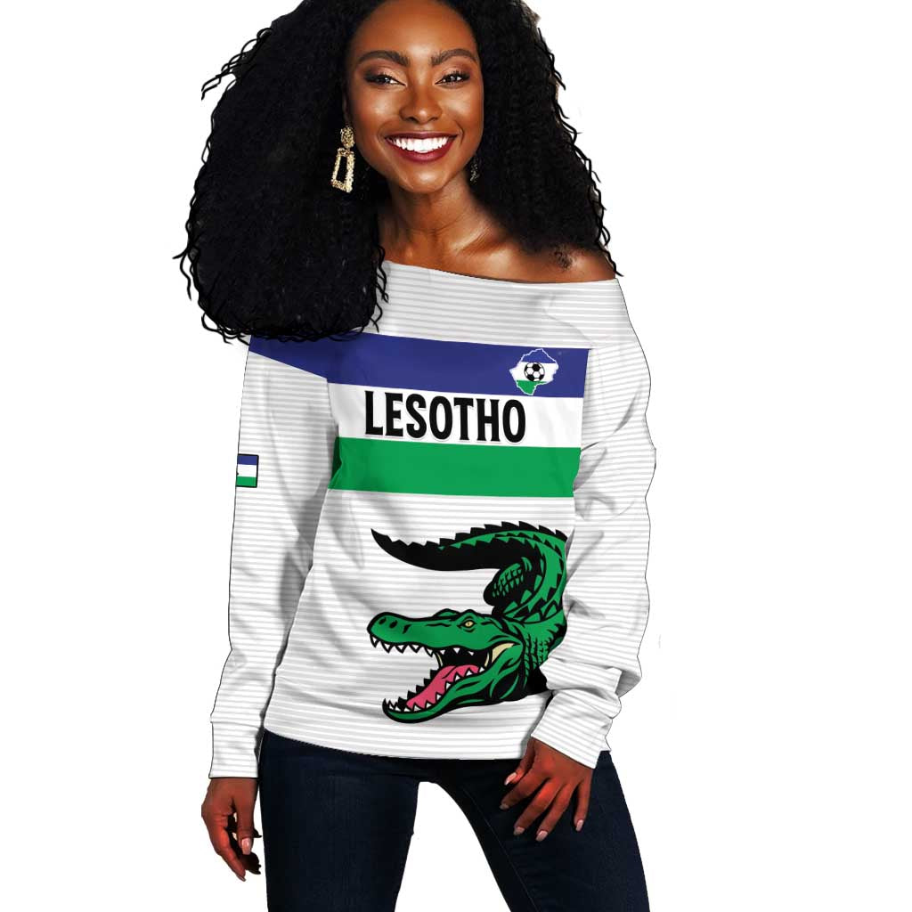 Custom Lesotho Football Off Shoulder Sweater Go Likuena Go LT15