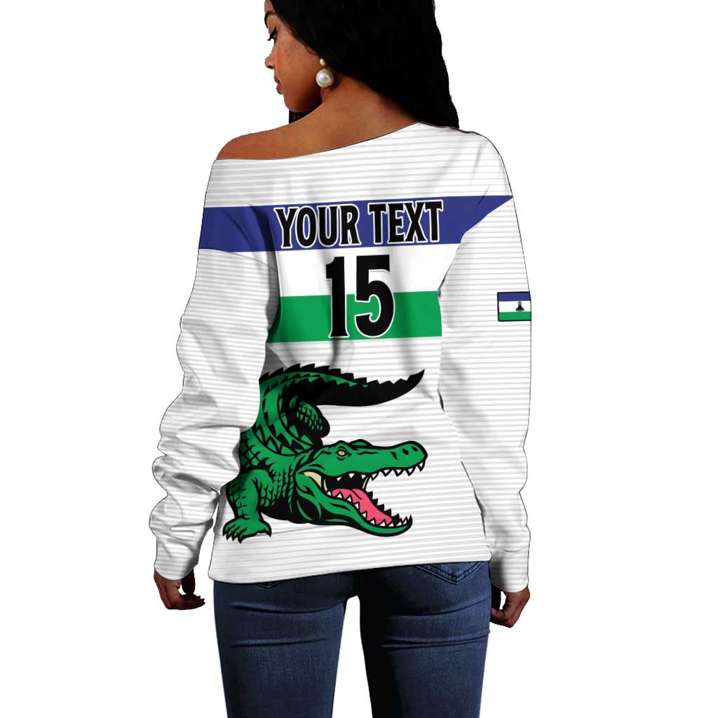 Custom Lesotho Football Off Shoulder Sweater Go Likuena Go LT15