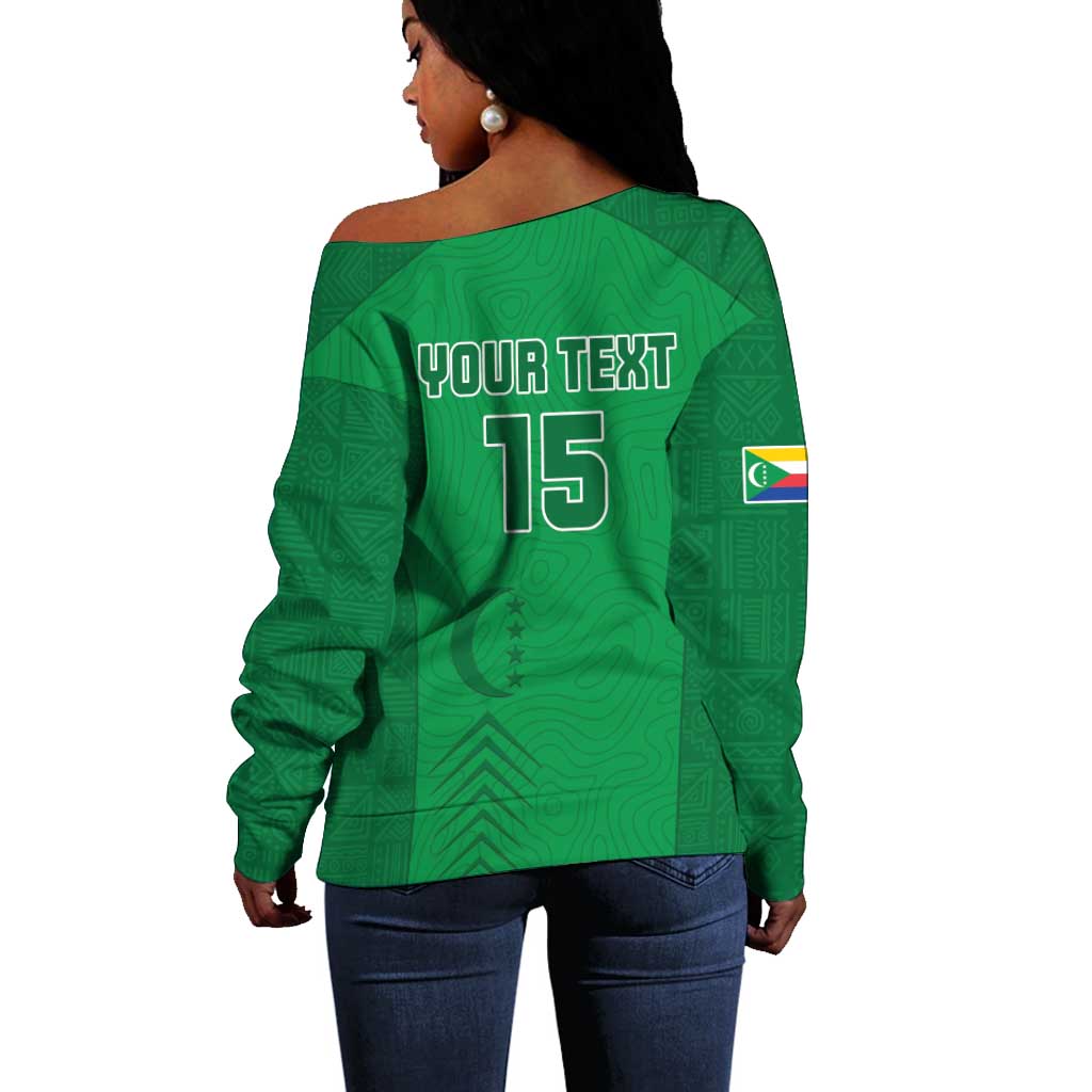Custom Comoros Football Off Shoulder Sweater Go Les Coelacantes LT15