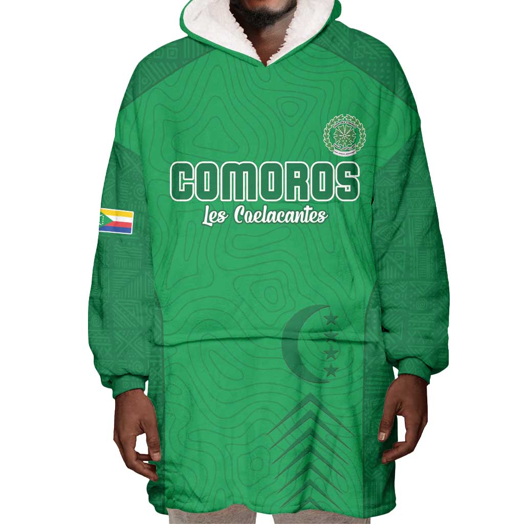 Custom Comoros Football Wearable Blanket Hoodie Go Les Coelacantes LT15