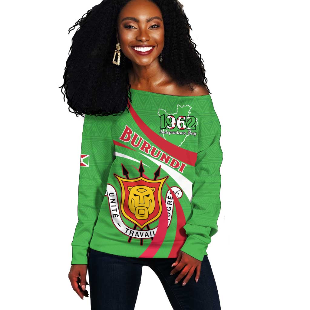 Personalized Burundi Off Shoulder Sweater 63rd Anniversary of Independence LT15