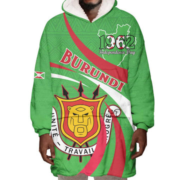 Personalized Burundi Wearable Blanket Hoodie 63rd Anniversary of Independence LT15