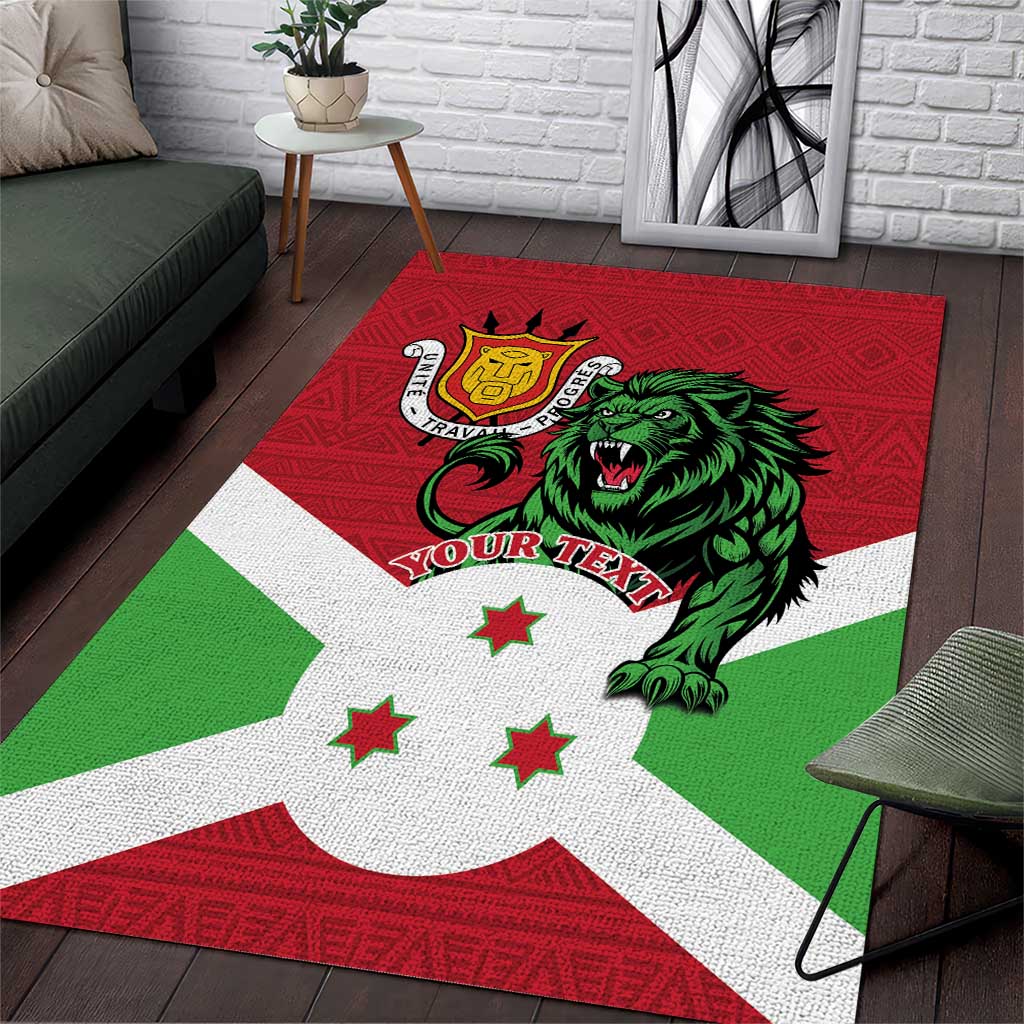 Personalized Jamhuri ya Burundi Area Rug Lion With Coat Of Arms - Flag Style LT15