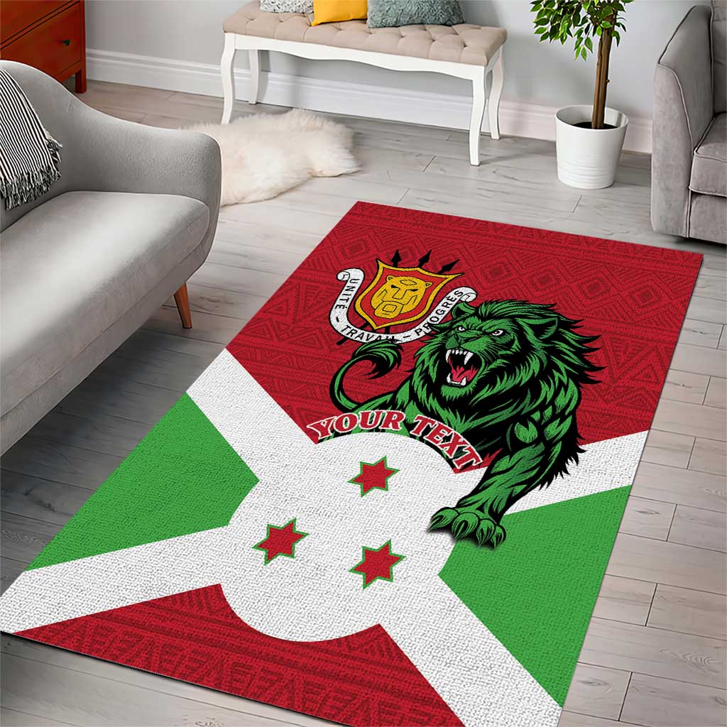 Personalized Jamhuri ya Burundi Area Rug Lion With Coat Of Arms - Flag Style LT15